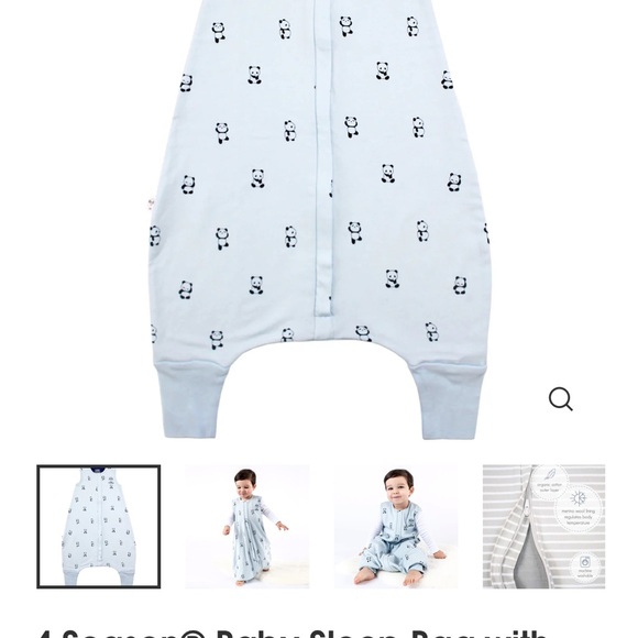 Blue Panda Print Kids woolino sleep sack - Picture 1 of 1
